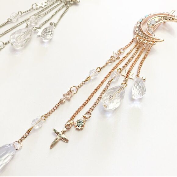 Sparkling Moon Crystal Long Dangle Hair Clip (F3) - Picture 2 of 6